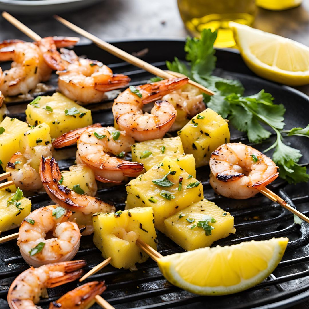 Garlic Olive Oil and Pineapple Balsamic Grilled Shrimp Skewers Recipe at The Little Shop Gourmet