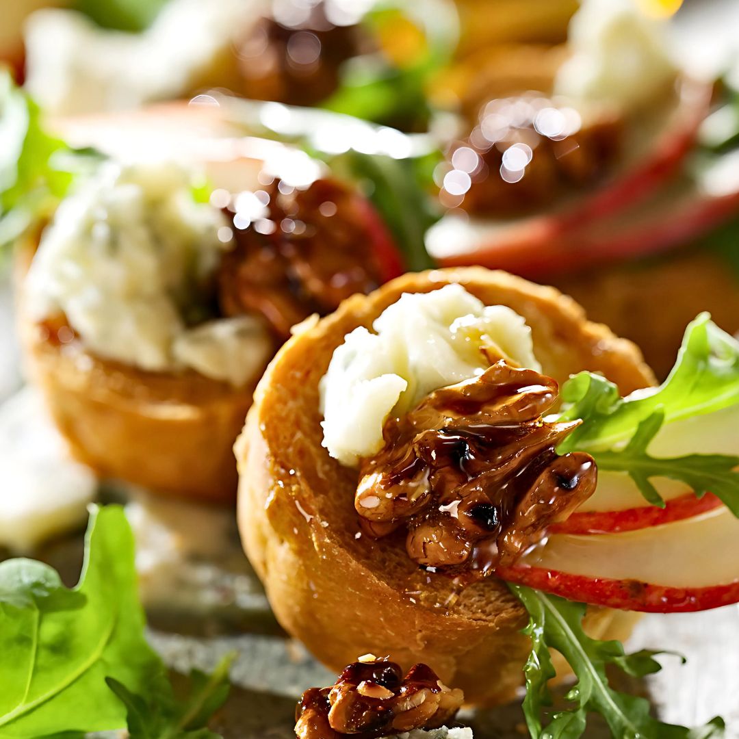 Honey-Glazed Walnut & Blue Cheese Crostini Recipe at The Little Shop of Olive Oils in Franklin MA